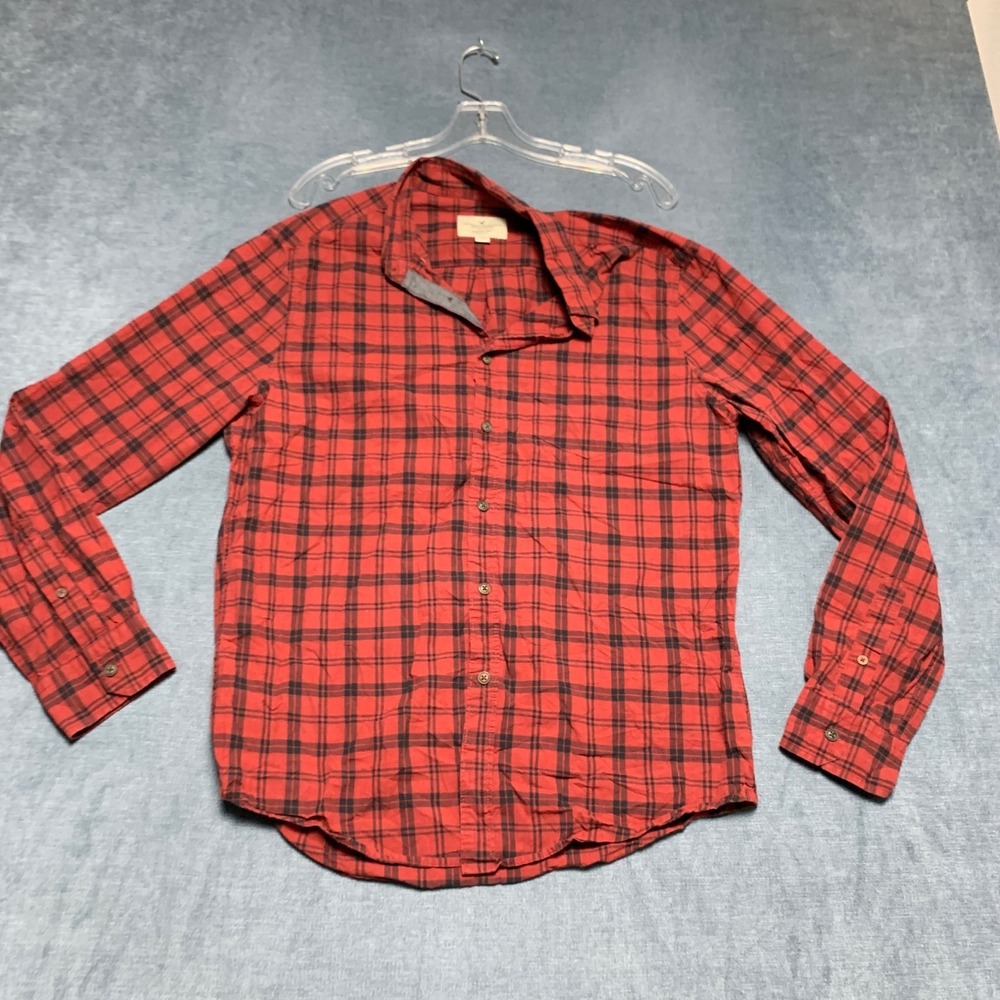 American Eagle Outfitters Shirt Mens M Red Plaid Long Sleeve Classic Button Up